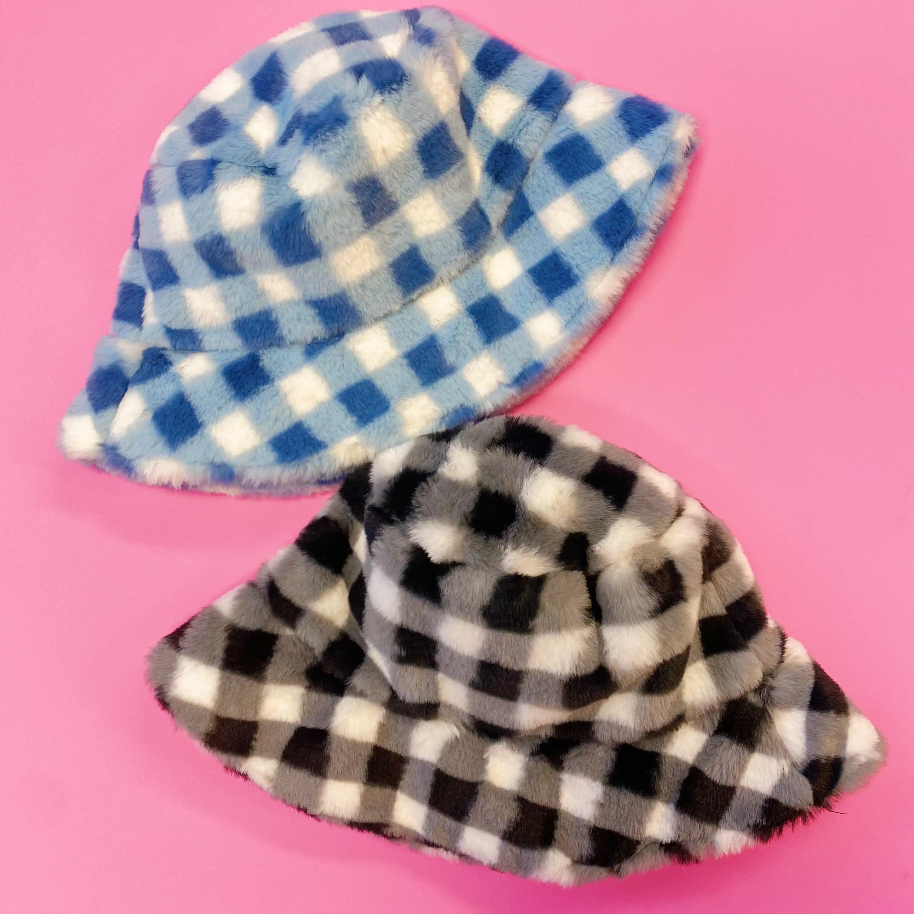 Super Cozy Checkered Bucket Hat