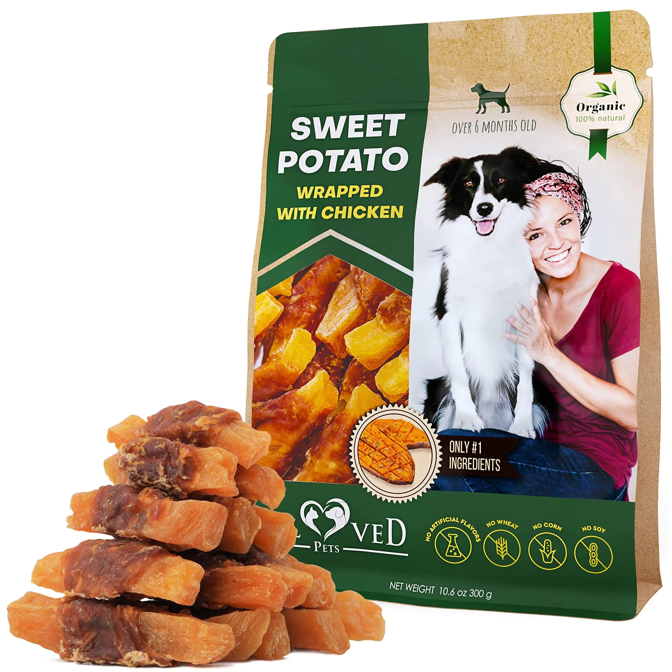 Sweet Potatoes Wrapped with Chicken Dog Treats