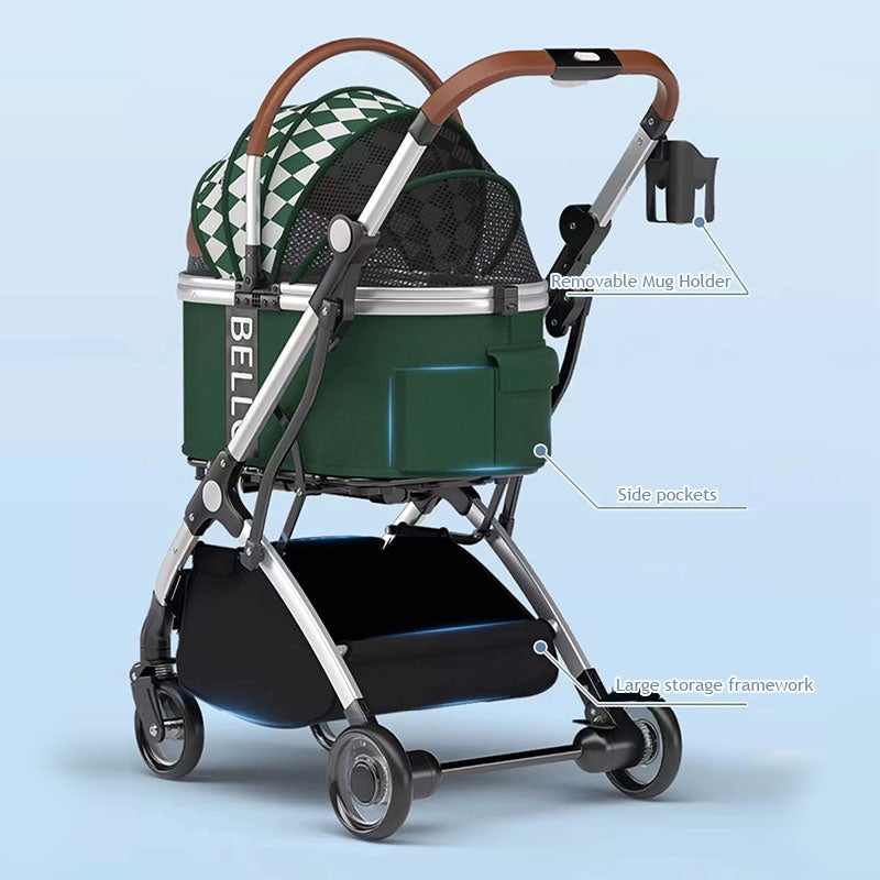 Foldable Four-Wheel Pet Stroller