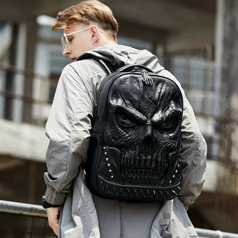 Skull Leather Backpack