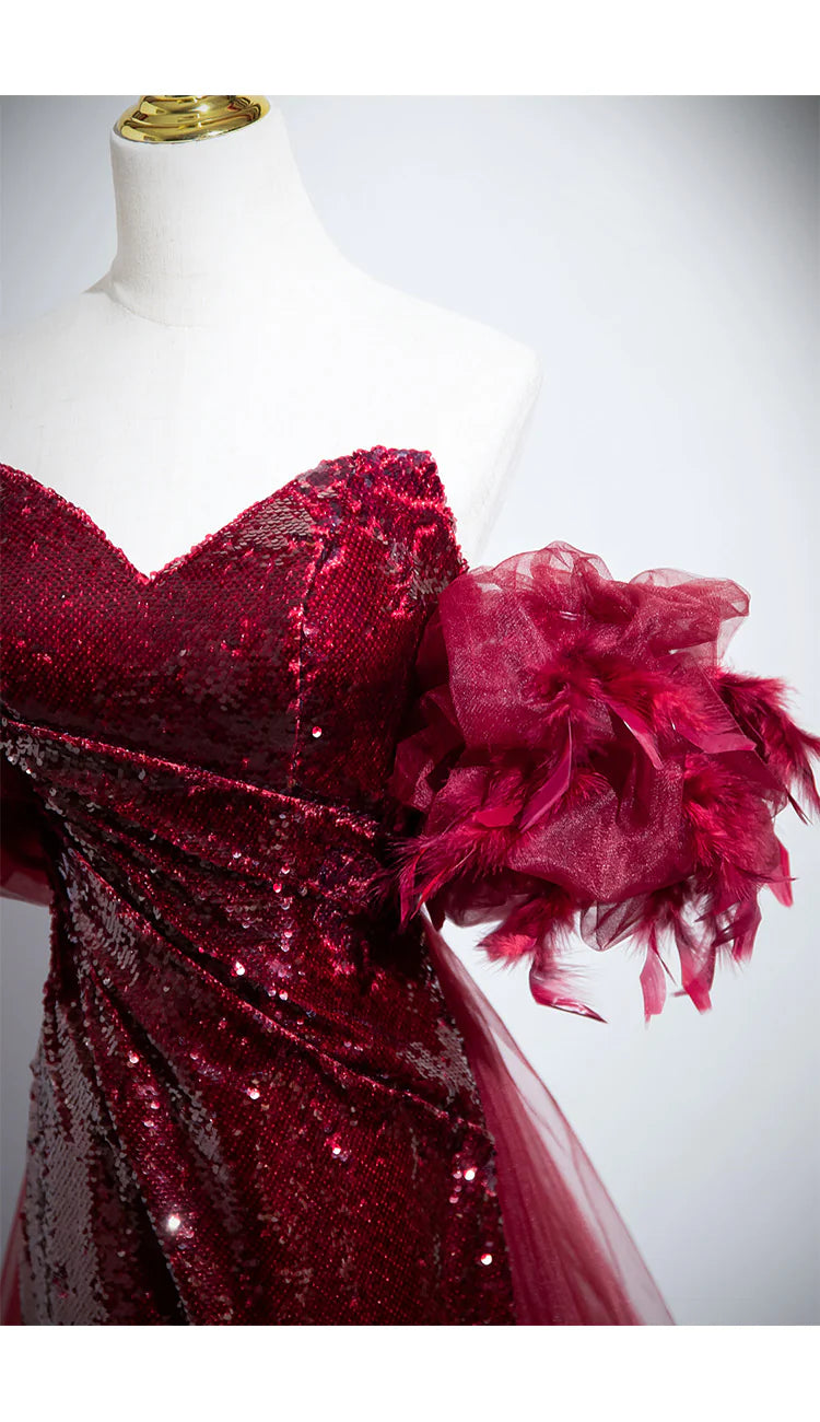 Burgundy Mermaid Sequin Dress