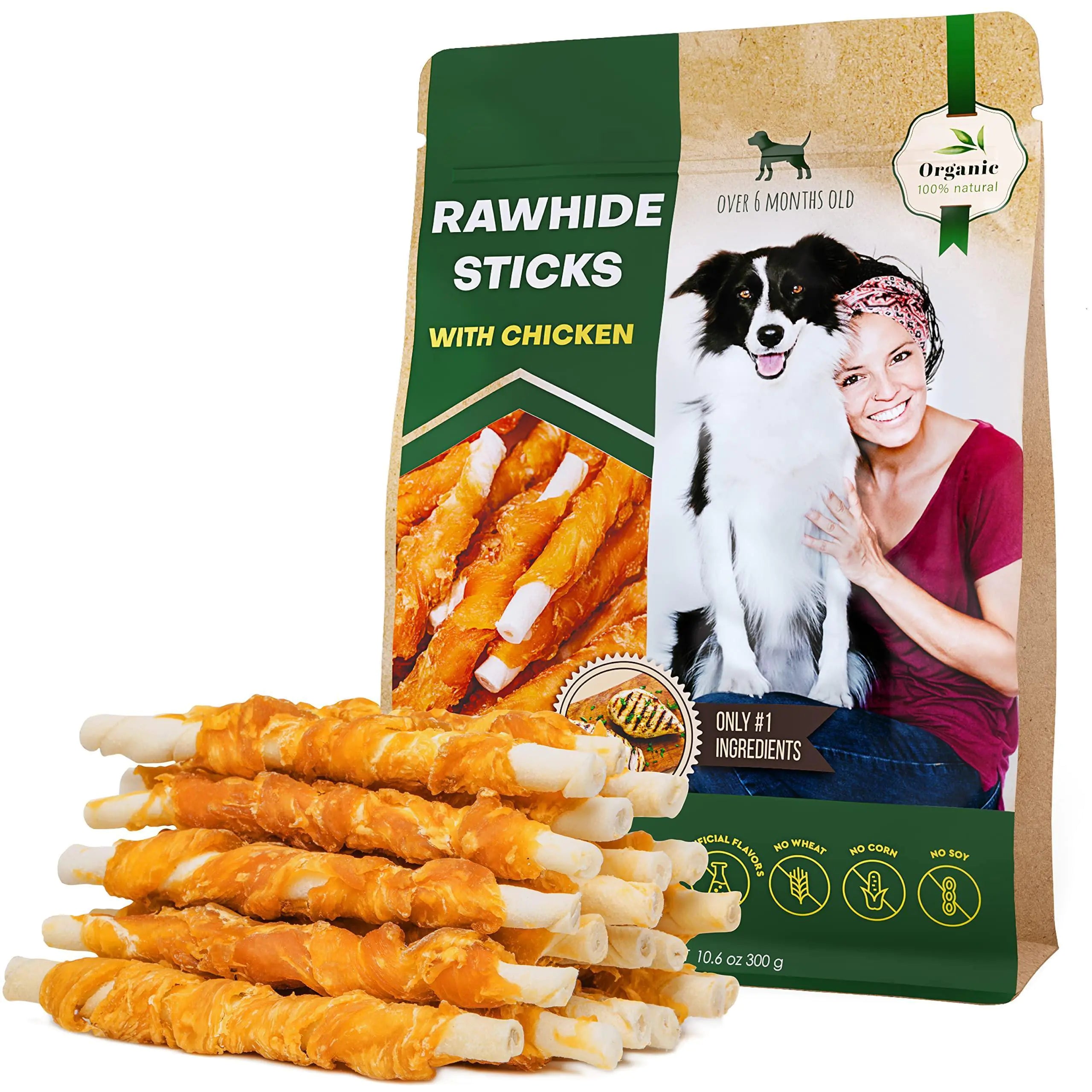 Rawhide Sticks Wrapped with Chicken Dog Treats